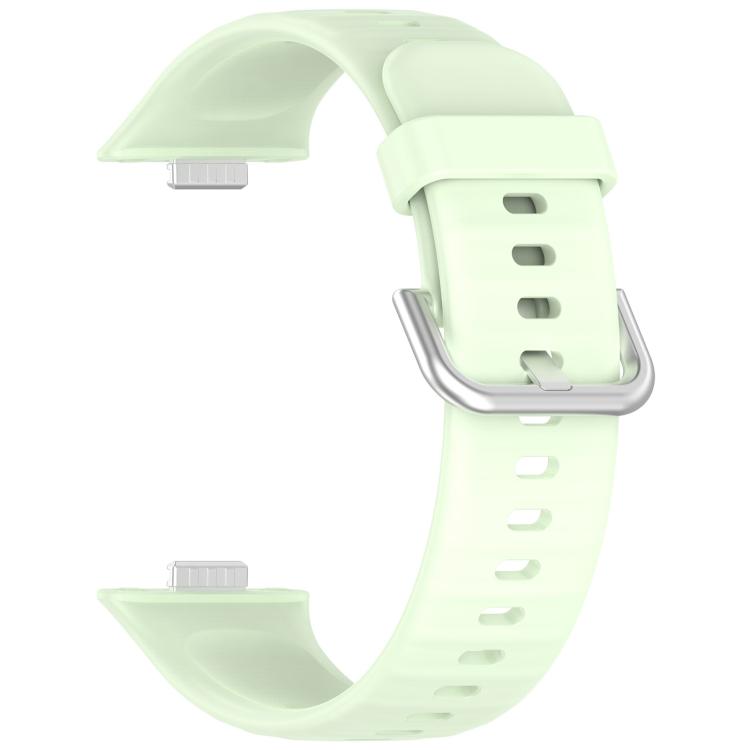 For Huawei Watch Fit 4 Pro Silver Steel Buckle Silicone Watch Band with 3D Curved Film