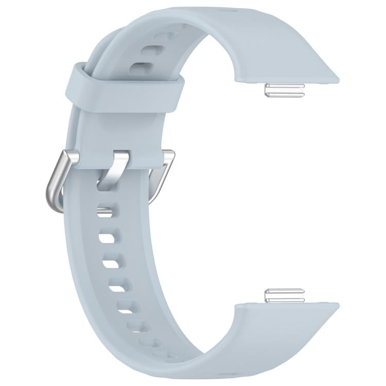 For Huawei Watch Fit 4 Pro Silver Steel Buckle Silicone Watch Band with 3D Curved Film