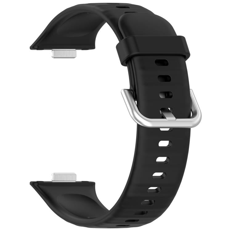 For Huawei Watch Fit 4 Pro Silver Steel Buckle Silicone Watch Band with 3D Curved Film