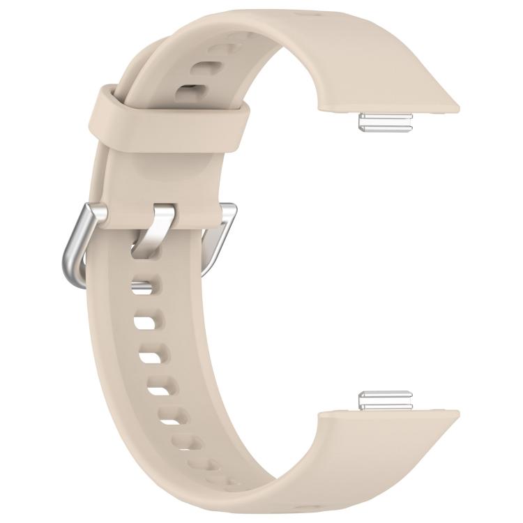 For Huawei Watch Fit 4 Silver Steel Buckle Silicone Watch Band with 3D Curved Film