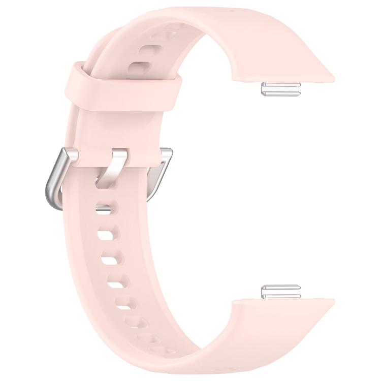 For Huawei Watch Fit 3 Silver Steel Buckle Silicone Watch Band with 3D Curved Film