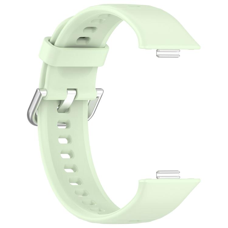 For Huawei Watch Fit 3 Silver Steel Buckle Silicone Watch Band with 3D Curved Film