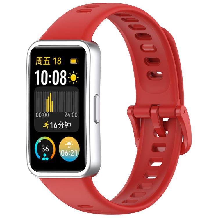 For Huawei Band 10 / 10 NFC Colorful Buckle Silicone Watch Band with 3D Curved Film