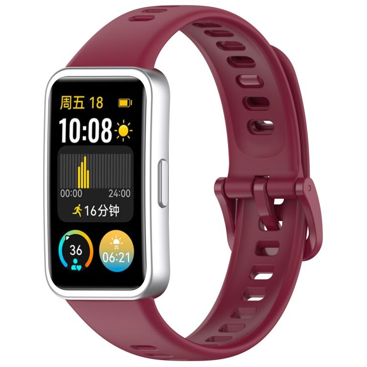 For Huawei Band 10 / 10 NFC Colorful Buckle Silicone Watch Band with 3D Curved Film