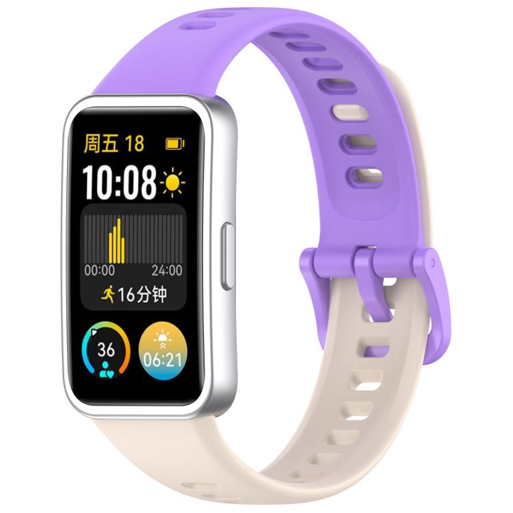 For Huawei Band 10 / 10 NFC Colorful Buckle Silicone Watch Band with 3D Curved Film