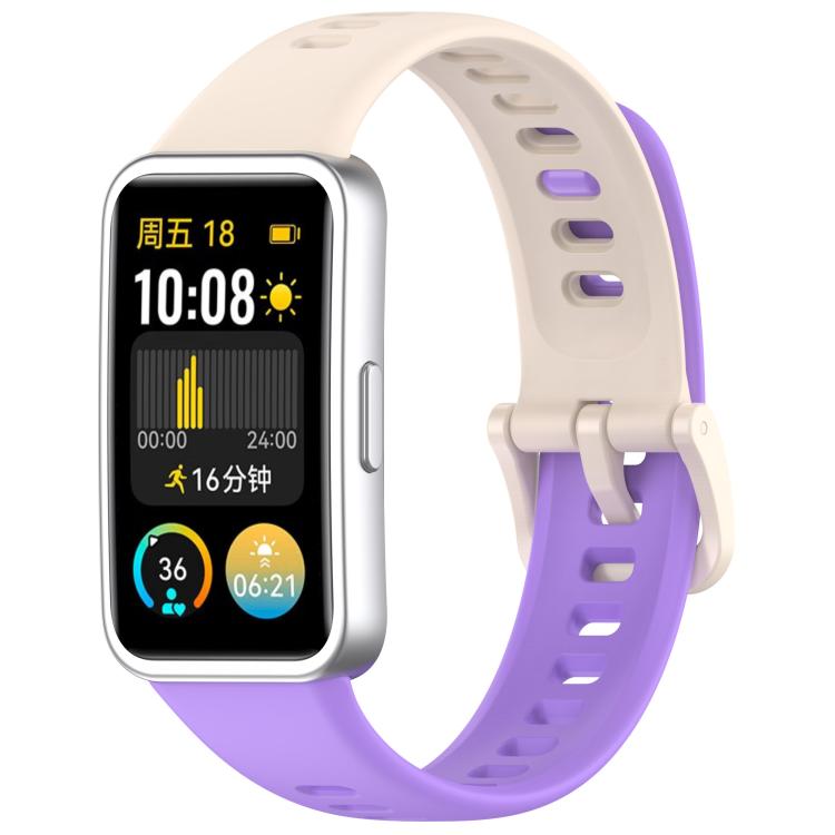 For Huawei Band 10 / 10 NFC Colorful Buckle Silicone Watch Band with 3D Curved Film