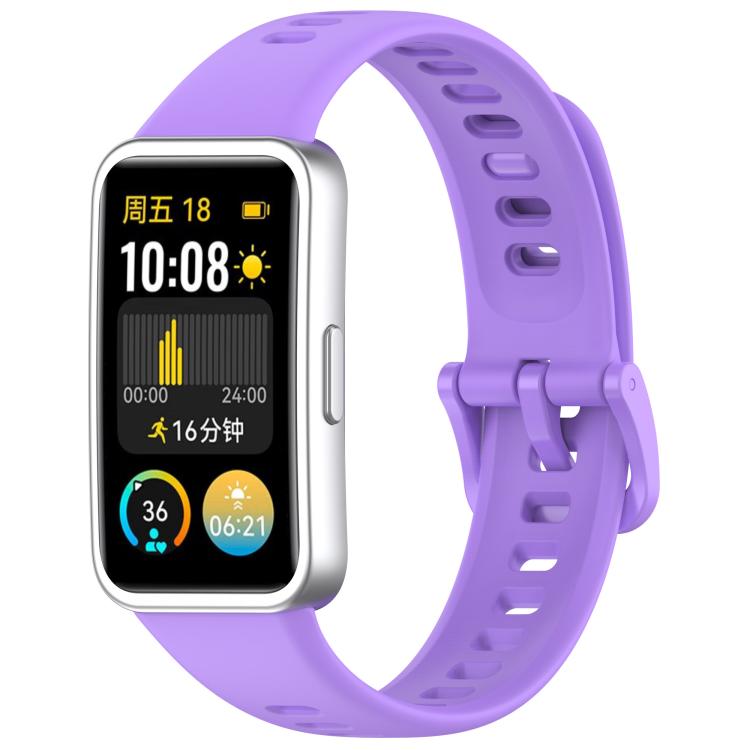 For Huawei Band 10 / 10 NFC Colorful Buckle Silicone Watch Band with 3D Curved Film