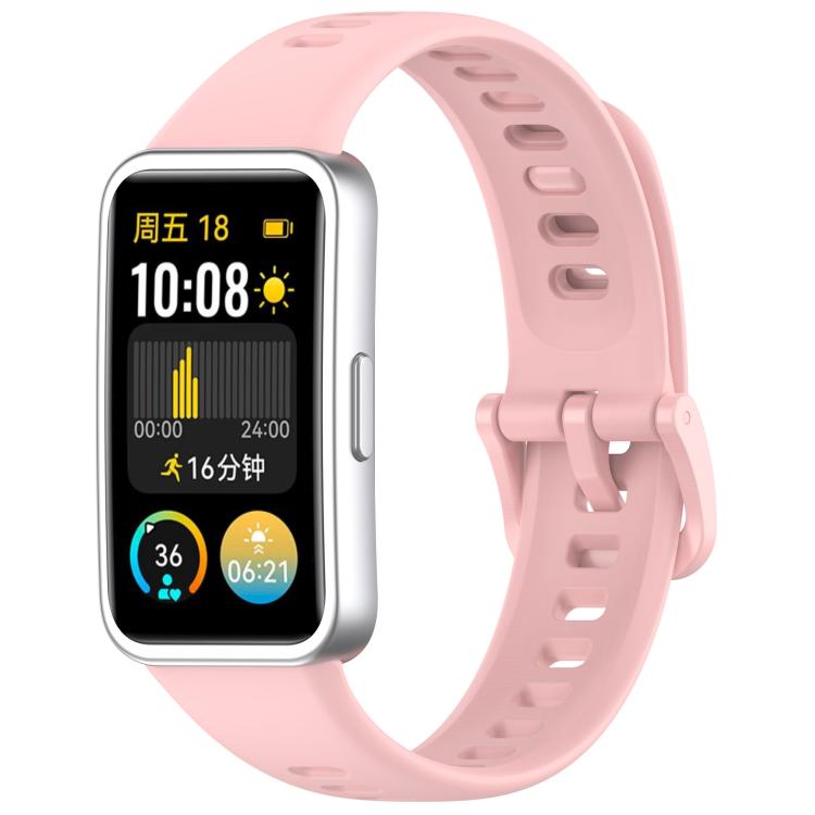 For Huawei Band 9 / 9 NFC Colorful Buckle Silicone Watch Band with 3D Curved Film