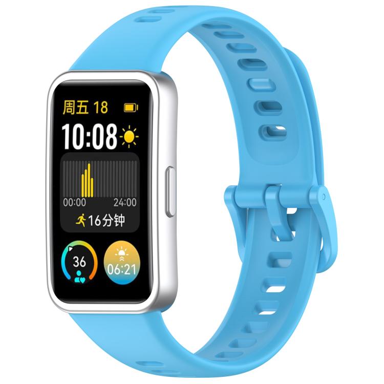 For Huawei Band 8 / 8 NFC Colorful Buckle Silicone Watch Band with 3D Curved Film