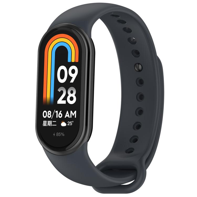 For Xiaomi Mi Band 8 / 8 NFC Solid Color Silicone Watch Band with 3D Curved Film