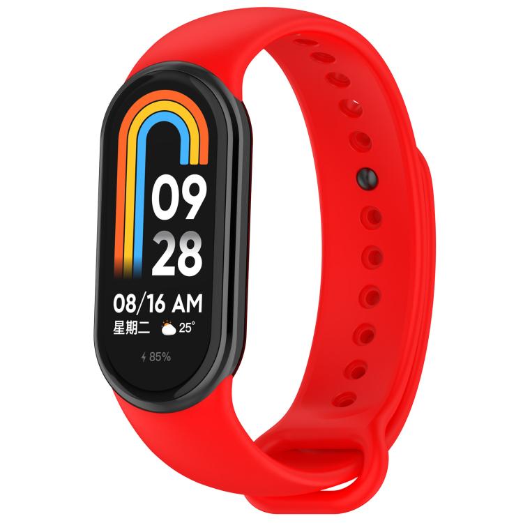 For Xiaomi Mi Band 8 / 8 NFC Solid Color Silicone Watch Band with 3D Curved Film