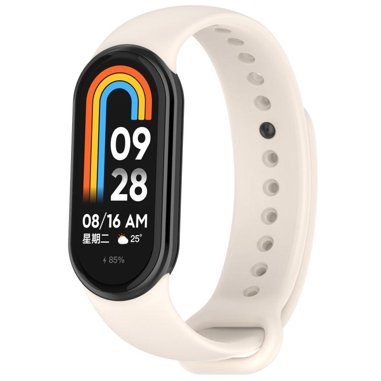 For Xiaomi Mi Band 8 / 8 NFC Solid Color Silicone Watch Band with 3D Curved Film
