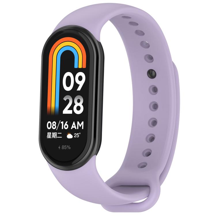 For Xiaomi Mi Band 8 / 8 NFC Solid Color Silicone Watch Band with 3D Curved Film