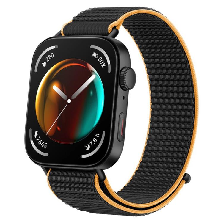 For Huawei Watch Fit 3 Nylon Loop Hook and Loop Fastener Watch Band with 3D Curved Film