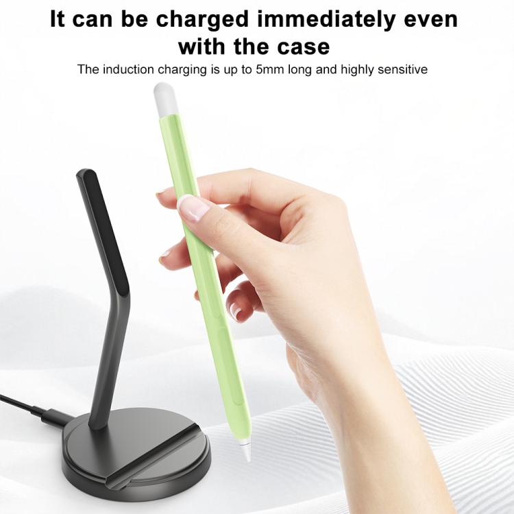 For Apple Pencil 2 Capacitive Stylus Magnetic Wireless Charging Holder - Black