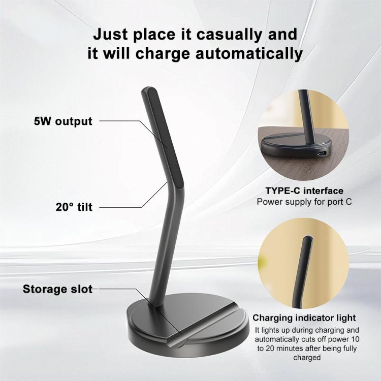 For Apple Pencil 2 Capacitive Stylus Magnetic Wireless Charging Holder - Black