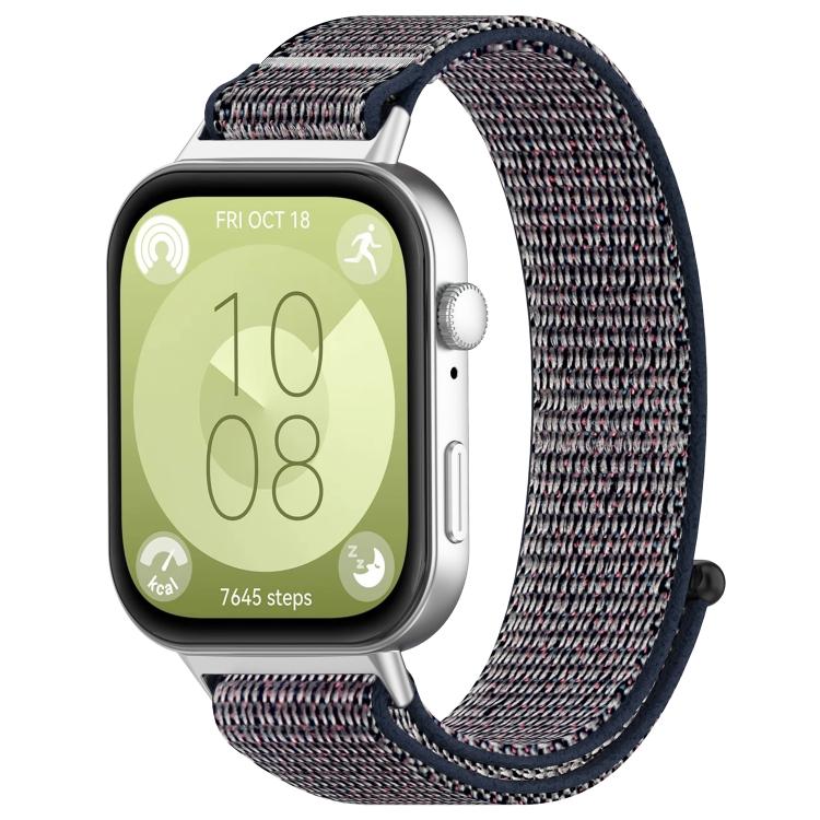 For Huawei Watch Fit 4 Pro Nylon Hook and Loop Fastener Watch Band with 3D Curved Film