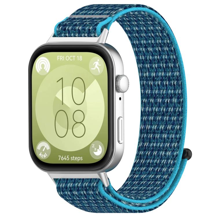 For Huawei Watch Fit 4 Nylon Hook and Loop Fastener Watch Band with 3D Curved Film