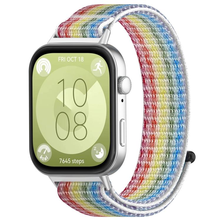 For Huawei Watch Fit 3 Nylon Hook and Loop Fastener Watch Band with 3D Curved Film