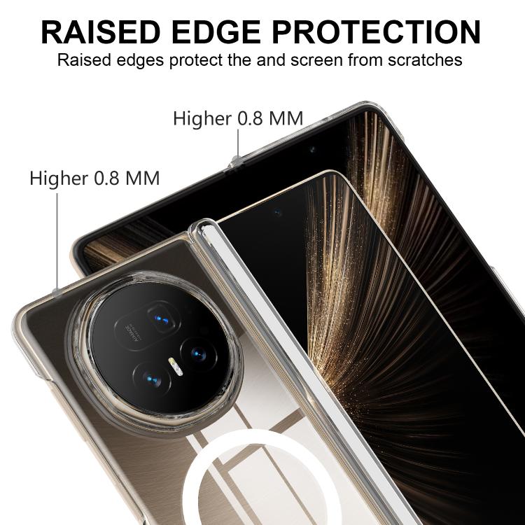 For Honor Magic V5 Scratchproof PC Magnetic Shaft MagSafe Phone Case - Transparent