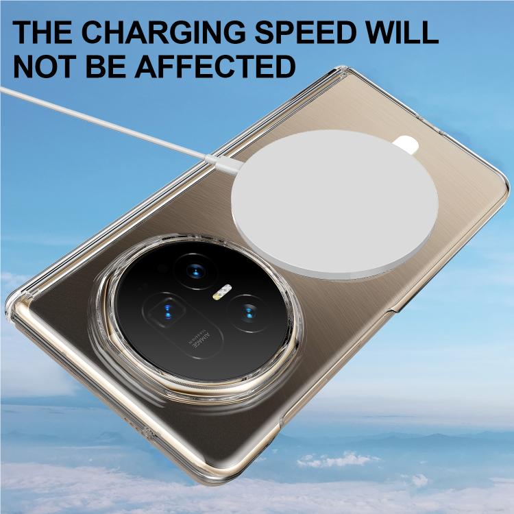 For Honor Magic V5 Scratchproof PC Magnetic Shaft MagSafe Phone Case - Transparent