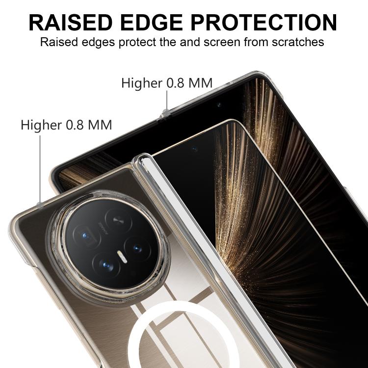 For Honor Magic V6 Scratchproof PC Magnetic Shaft MagSafe Phone Case - Transparent