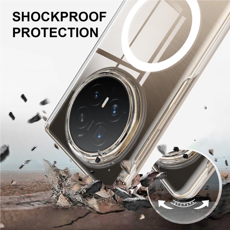For Honor Magic V6 Scratchproof PC Magnetic Shaft MagSafe Phone Case - Transparent