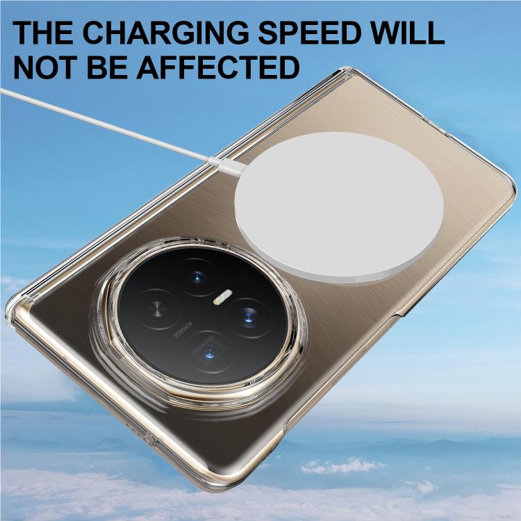 For Honor Magic V6 Scratchproof PC Magnetic Shaft MagSafe Phone Case - Transparent