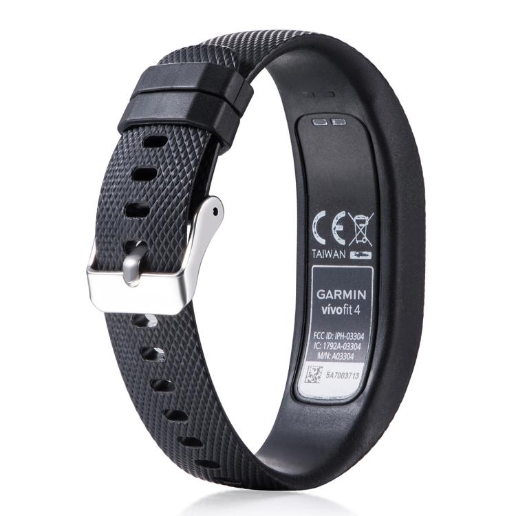 For Garmin Vivofit 4 xDfind Silver Buckle Silicone Sport Watch Band, Size:S