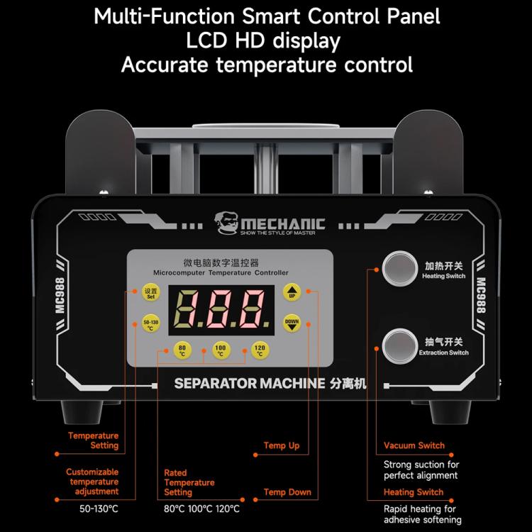 Mechanic MC988 10.5 inch Temp Control Screen Separator Machine with Vacuum Pump, Plug:EU Plug