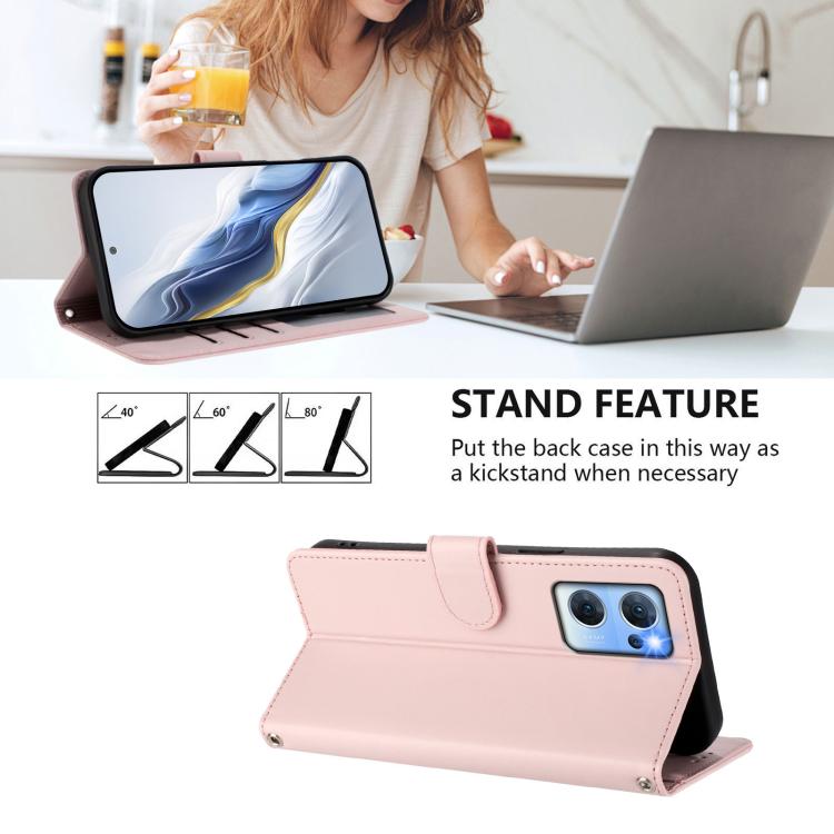 For OPPO Reno7 5G Global / Find X5 Lite Embossed Heart Cat Leather Phone Case with Hand Strap