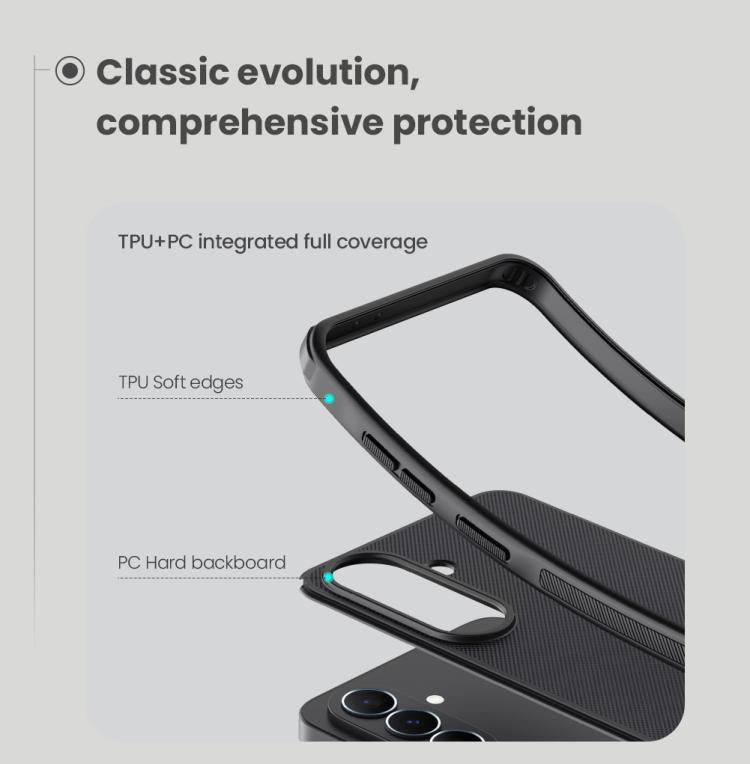 For Samsung Galaxy A37 5G NILLKIN Super Frosted Shield Pro PC + TPU Phone Case - Black