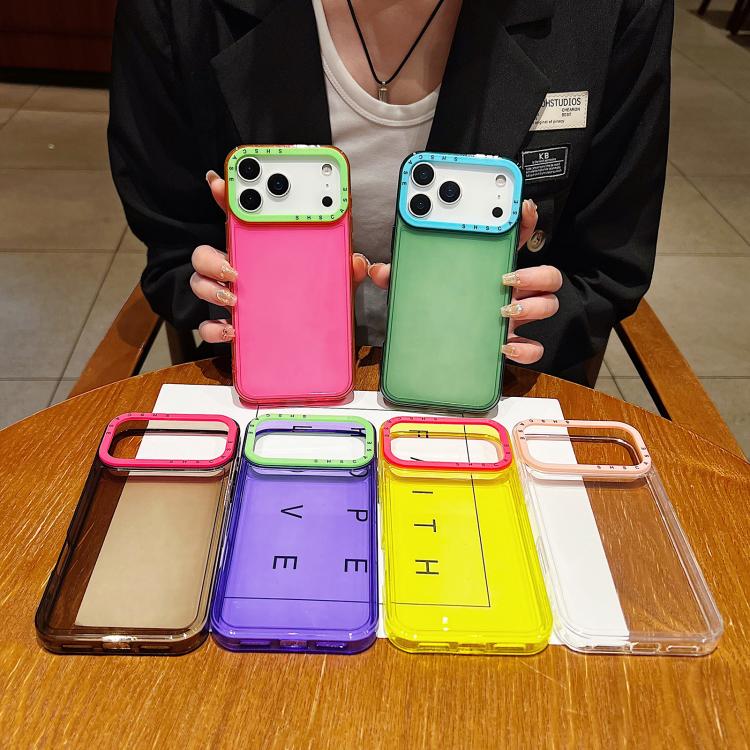 For iPhone 17 Pro Color Contrast Lens Frame Transparent TPU Phone Case