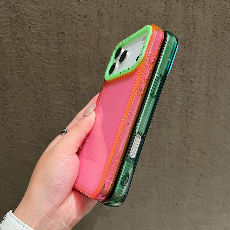 For iPhone 17 Pro Color Contrast Lens Frame Transparent TPU Phone Case