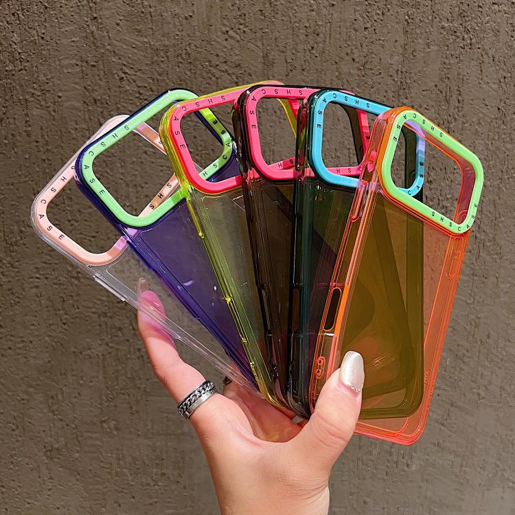 For iPhone 17 Pro Color Contrast Lens Frame Transparent TPU Phone Case