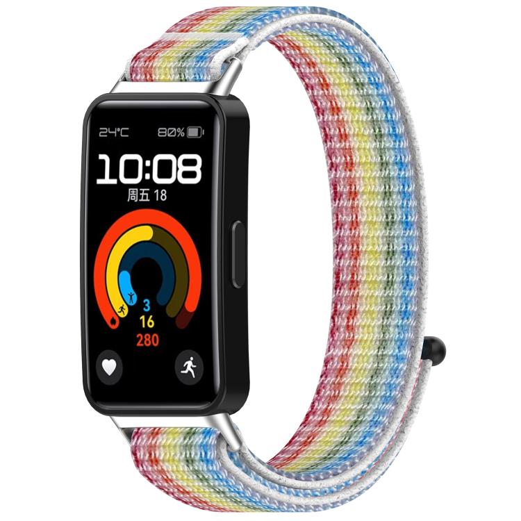For Huawei Band 10 / 10 NFC Nylon Hook and Loop Fastener Watch Band with 3D Curved Film