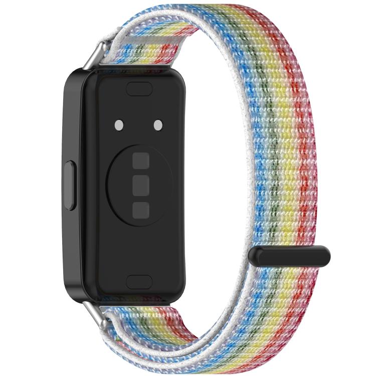 For Huawei Band 10 / 10 NFC Nylon Hook and Loop Fastener Watch Band with 3D Curved Film