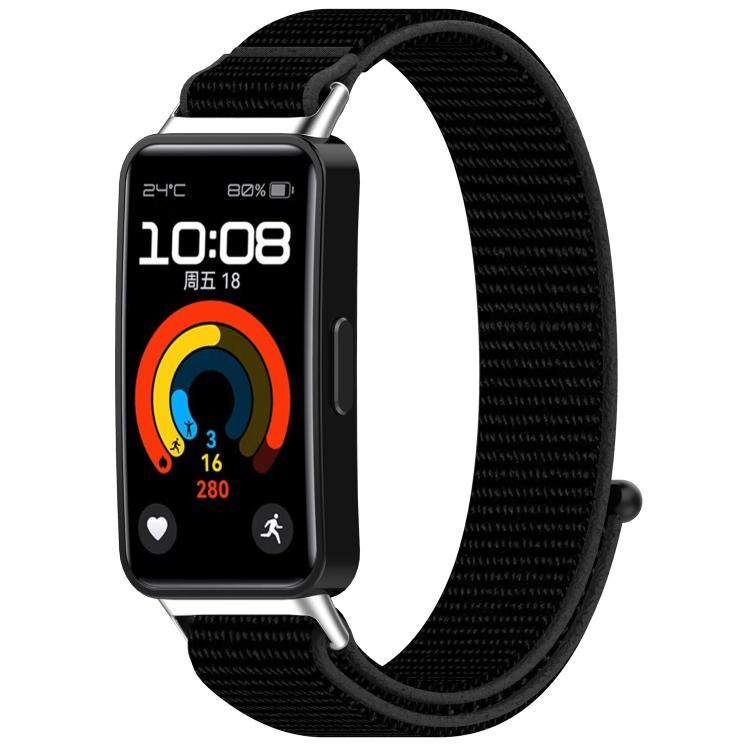 For Huawei Band 10 / 10 NFC Nylon Hook and Loop Fastener Watch Band with 3D Curved Film