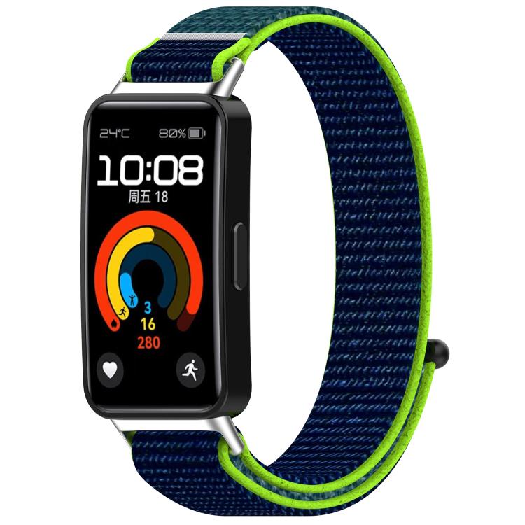 For Huawei Band 10 / 10 NFC Nylon Hook and Loop Fastener Watch Band with 3D Curved Film