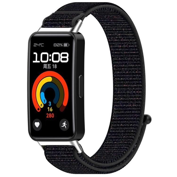 For Huawei Band 10 / 10 NFC Nylon Hook and Loop Fastener Watch Band with 3D Curved Film