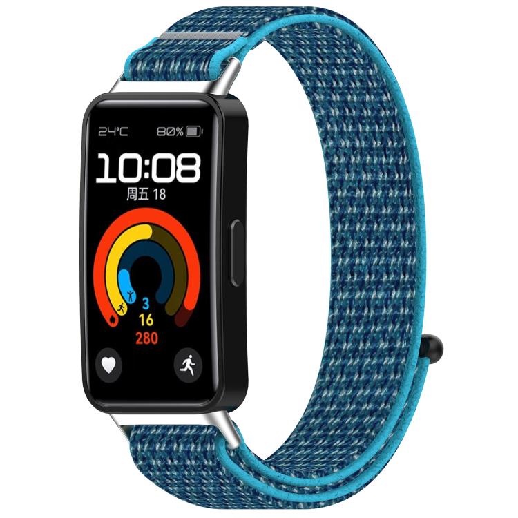 For Huawei Band 8 / 8 NFC Nylon Hook and Loop Fastener Watch Band with 3D Curved Film