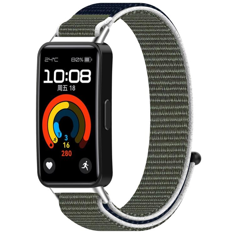 For Huawei Band 8 / 8 NFC Nylon Hook and Loop Fastener Watch Band with 3D Curved Film