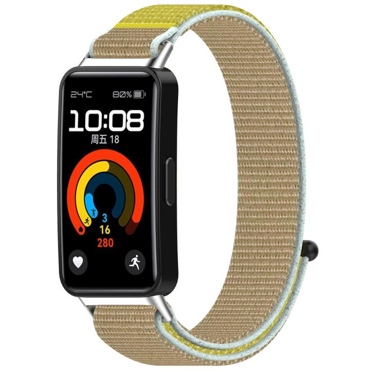 For Huawei Band 8 / 8 NFC Nylon Hook and Loop Fastener Watch Band with 3D Curved Film