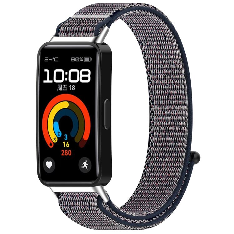 For Huawei Band 8 / 8 NFC Nylon Hook and Loop Fastener Watch Band with 3D Curved Film