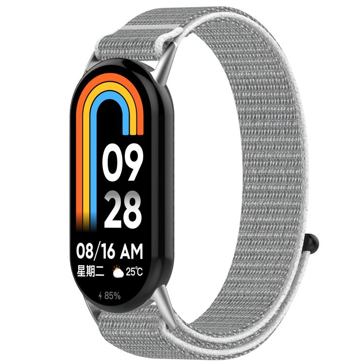 For Xiaomi Mi Band 8 / 8 NFC Nylon Hook and Loop Fastener Watch Band with 3D Curved Film