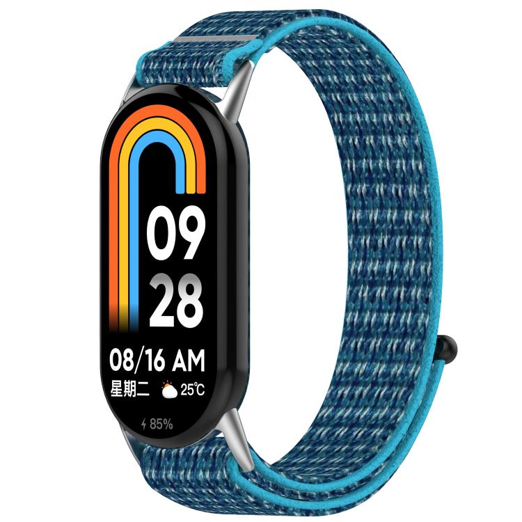 For Xiaomi Mi Band 8 / 8 NFC Nylon Hook and Loop Fastener Watch Band with 3D Curved Film