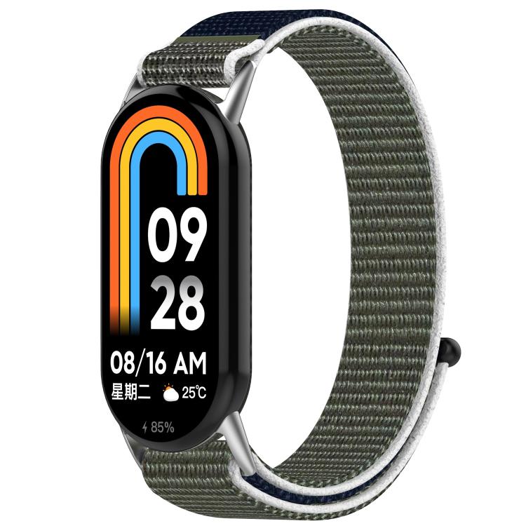 For Xiaomi Mi Band 8 / 8 NFC Nylon Hook and Loop Fastener Watch Band with 3D Curved Film