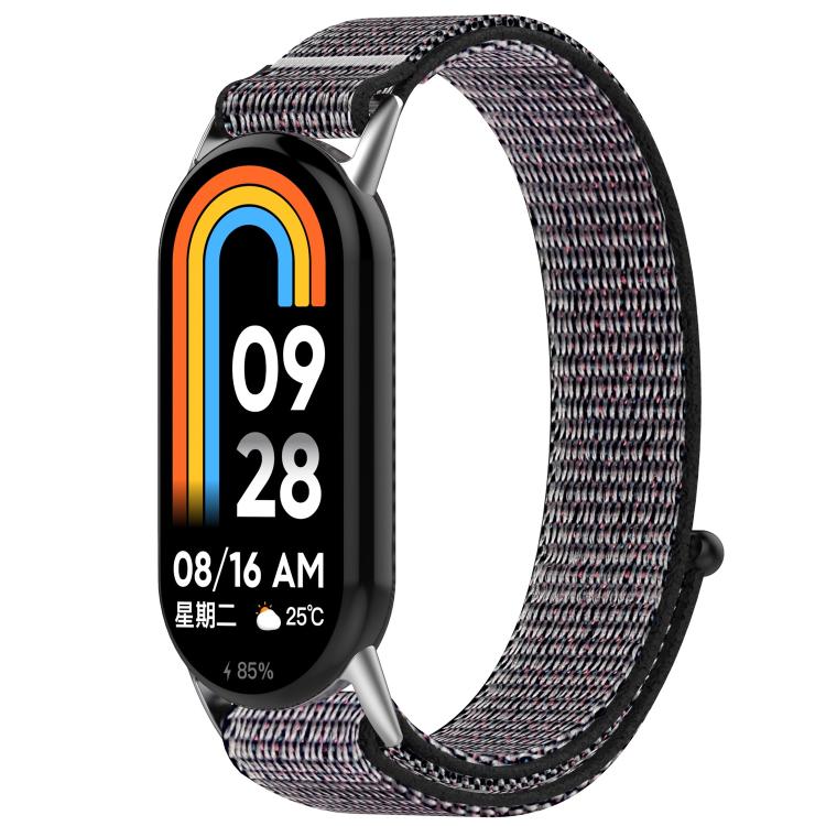 For Xiaomi Mi Band 8 / 8 NFC Nylon Hook and Loop Fastener Watch Band with 3D Curved Film