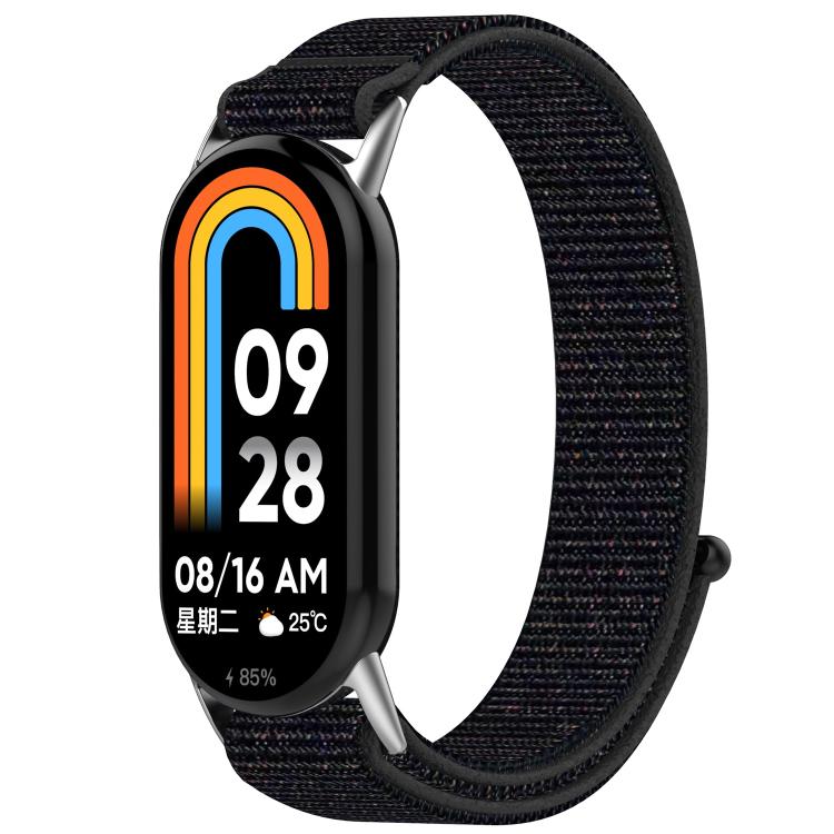 For Xiaomi Mi Band 8 / 8 NFC Nylon Hook and Loop Fastener Watch Band with 3D Curved Film