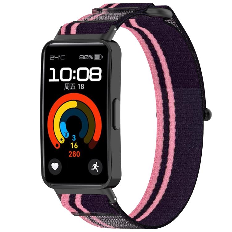 For Huawei Band 10 / 10 NFC Wild Path Nylon Hook and Loop Fastener Watch Band with 3D Curved Film